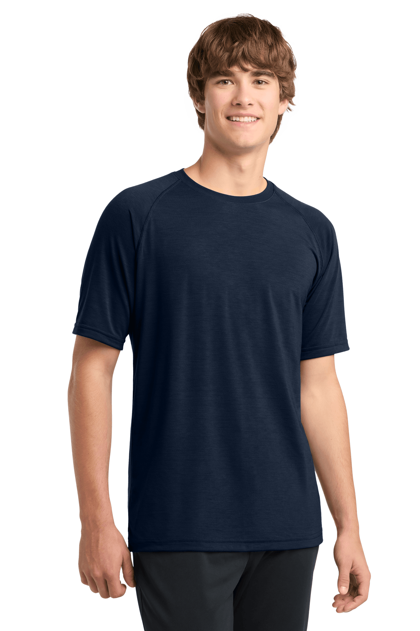 Sport-Tek Ultimate Performance T-shirt in true navy, front view showing lightweight, breathable fabric and athletic fit.
