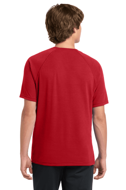 Sport-Tek Ultimate Performance T-shirt in true red, back view showing breathable fabric and athletic fit for active wear.