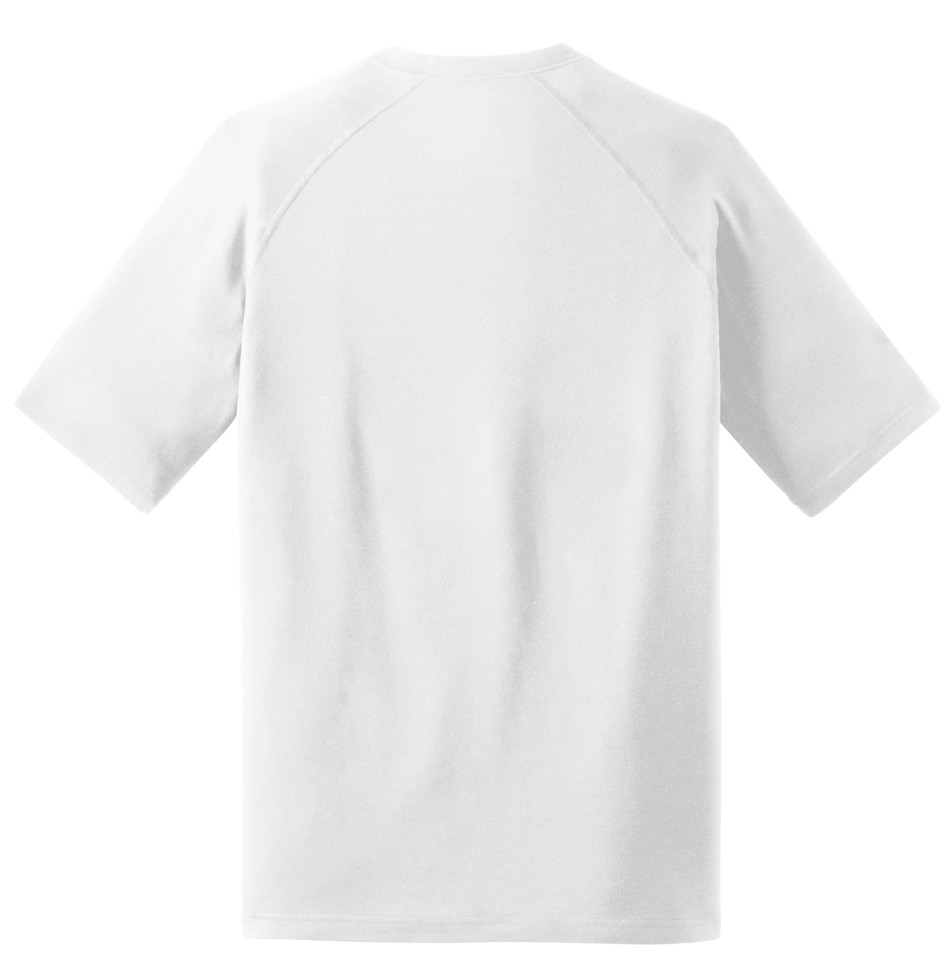 White Sport-Tek Ultimate Performance T-shirt ST700, lightweight and breathable performance tee shown flat from the back.