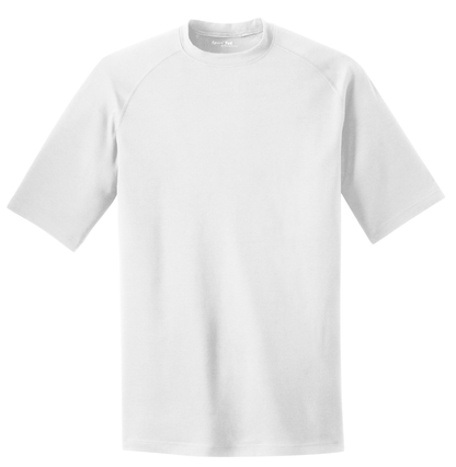 White Sport-Tek Ultimate Performance T-shirt ST700, flat front view showing breathable fabric and athletic fit.
