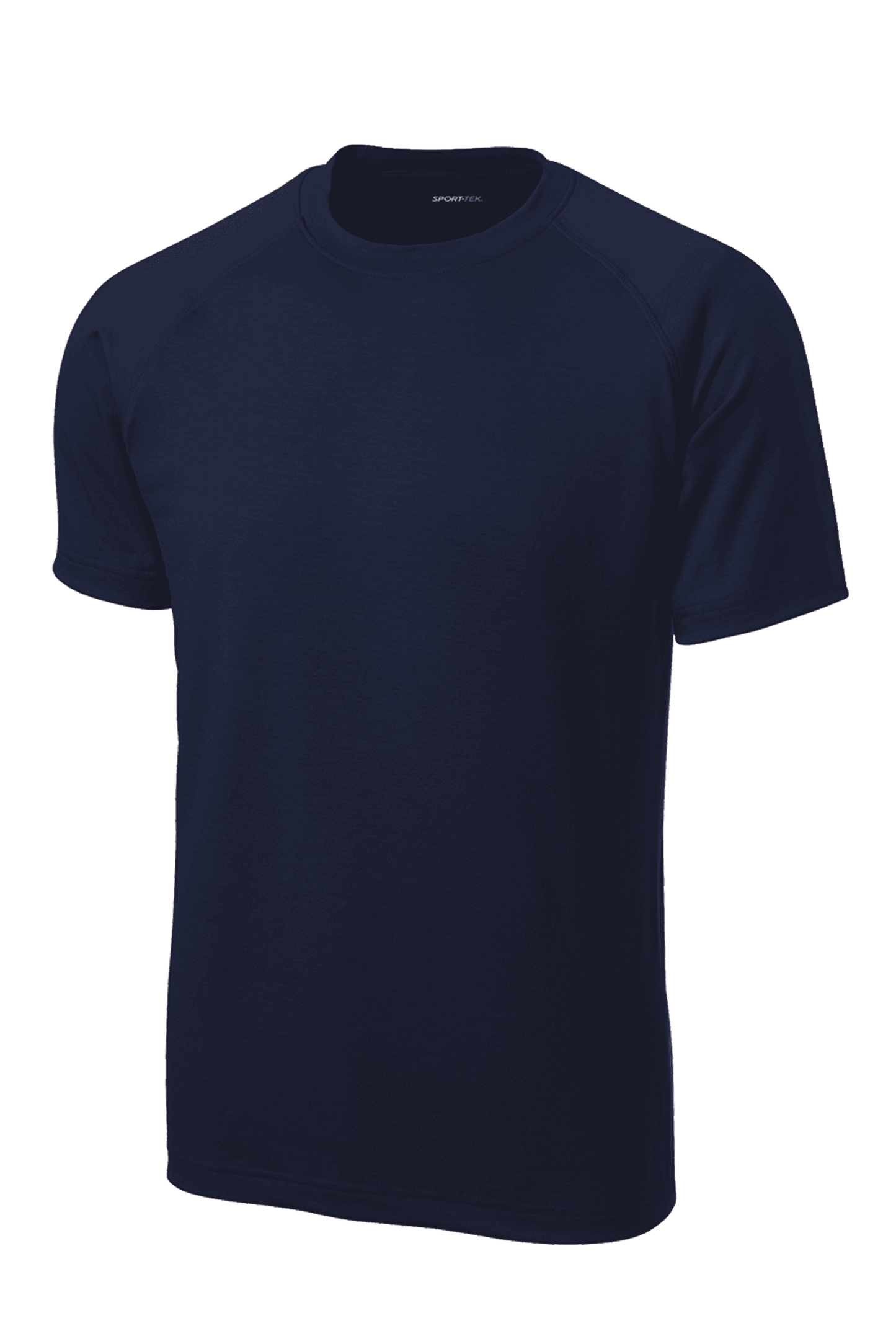 Sport-Tek Ultimate Performance T-shirt in true navy, lightweight and breathable performance fabric, shown on a mannequin.