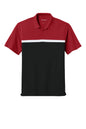 Sport-Tek UV Micropique Colorblock Polo in deep red, black, and white, front view showing contrasting colorblock design.