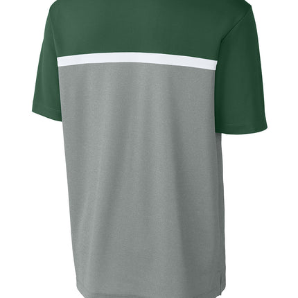 Sport-Tek UV Micropique Colorblock Polo in green and grey back view"