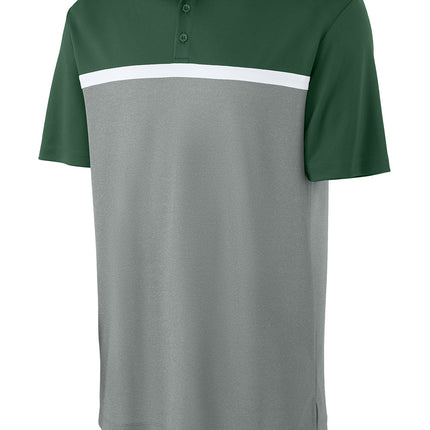 Sport-Tek UV Micropique Colorblock Polo in green and grey front view"