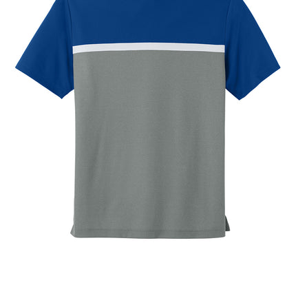 Sport-Tek UV Micropique Colorblock Polo in royal blue and grey