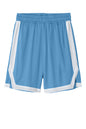 Carolina Blue Sport-Tek Rival basketball shorts with white accents, flat front design, ideal for sports and athletic activities.