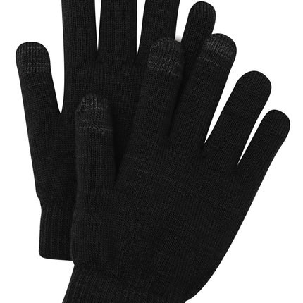 Black Sport-Tek Spectator Gloves by Print-View with short Tek design, shown from the front view.