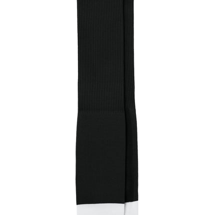 Black Sport-Tek All Sport OTC Socks by Print-View displayed flat showing comfortable crew-length design and breathable fabric.
