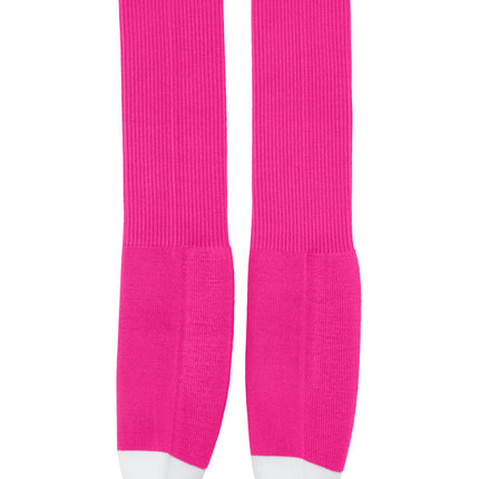 Pink Sport-Tek® All Sport OTC socks by Print-View, flat-lay showing the crew length and cushioned design for athletic comfort.
