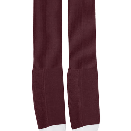 Maroon Sport-Tek® All Sport OTC Socks by Print-View, showing a close-up of comfortable, cushioned athletic crew socks.