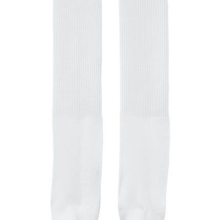 White Sport-Tek® All Sport OTC socks with cushioned soles and reinforced heels, ideal for athletic and casual wear.