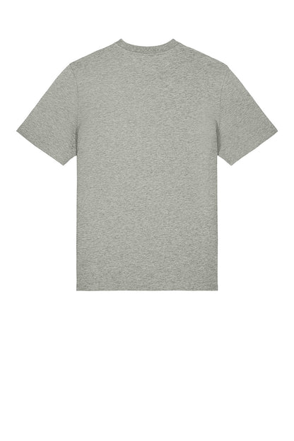 Heather grey Stanley/Stella unisex Creator 2.0 tee for teens, shown flat with back side, made from soft, breathable fabric.