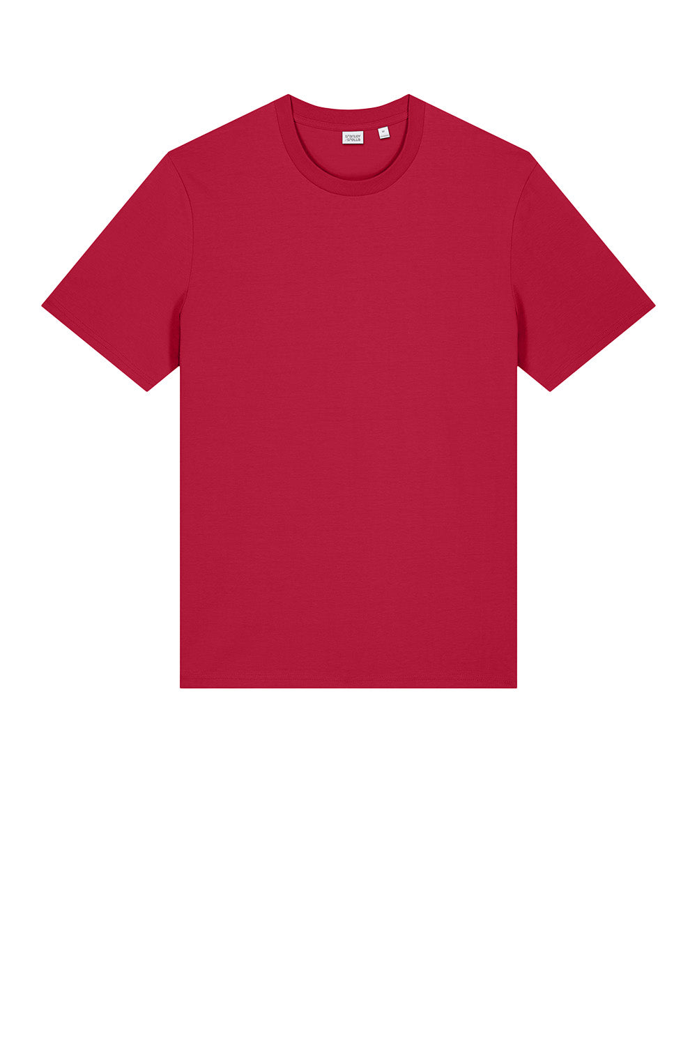 Red Stanley/Stella Unisex Creator 2.0 Tee for teens, flat front view showing classic polo design and comfortable fit.