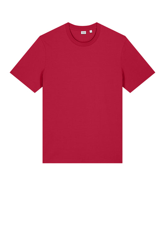 Red Stanley/Stella Unisex Creator 2.0 Tee for teens, flat front view showing classic polo design and comfortable fit.