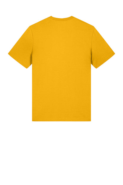 Spectra Yellow unisex Stanley/Stella Creator 2.0 tee for teens, showing the flat back of the stylish polo shirt.