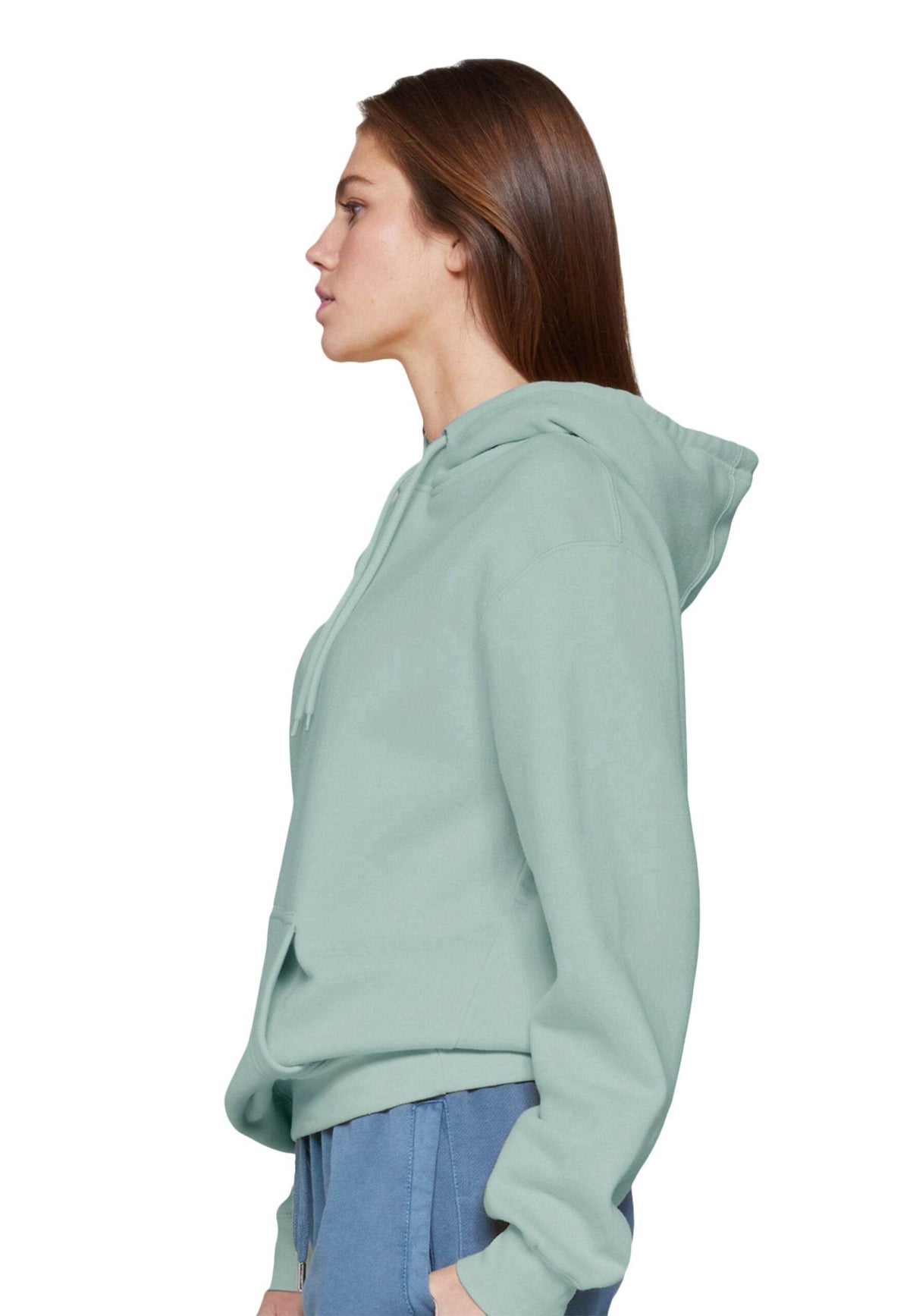 Seafoam green Lane 7 unisex plain hoodie with customizable print view, soft fabric, and comfortable fit.