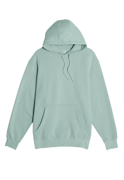 Seafoam green Lane 7 unisex plain premium pullover hoodie with front print view, showing soft fabric and relaxed fit.