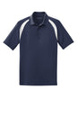 Men's Custom Dry Zone Colorblock Raglan Polo by Print-View, navy and white with a flat front view.