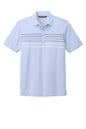TravisMathew Coto Chest Stripe Polo in Kentucky Blue Heather, front view showing the classic collar and chest stripe detail.