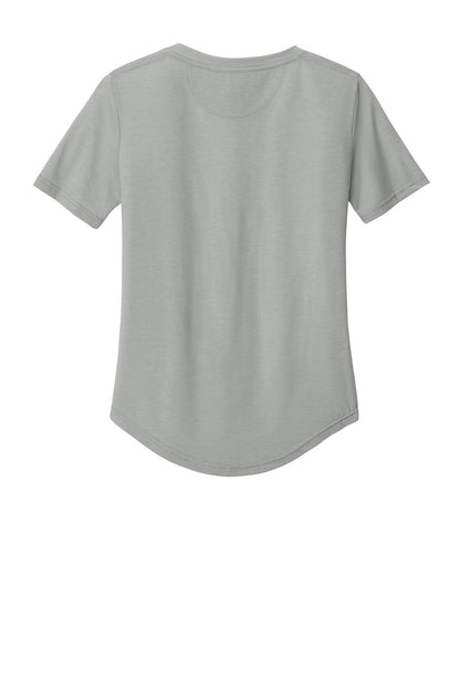 Women’s grey heather tentree® TreeBlend V-neck T-shirt with a flat back, casual and comfortable for everyday wear.