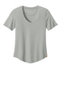 Print-View women's TreeBlend V-neck T-shirt in heather grey, featuring a comfortable fit and soft fabric for casual wear.