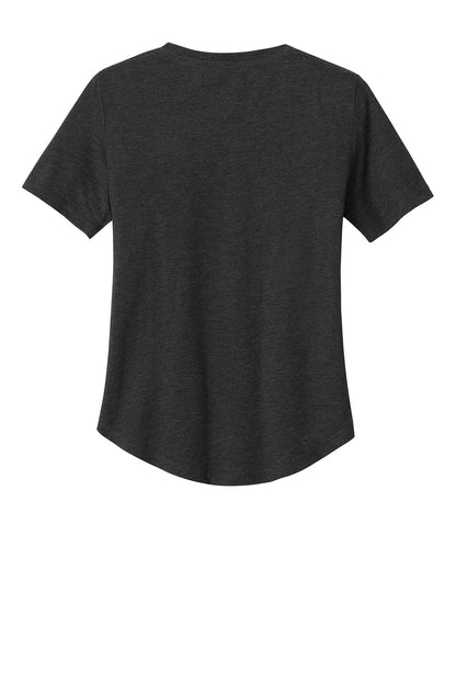 Print-View tentree® Women’s TreeBlend V-Neck T-Shirt in Meteorite Black Heather, showing the flat back design and soft fabric.