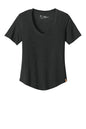 Women’s TreeBlend V-Neck T-Shirt by tentree® in Meteorite Black Heather, front view showing soft fabric and V-neck design.