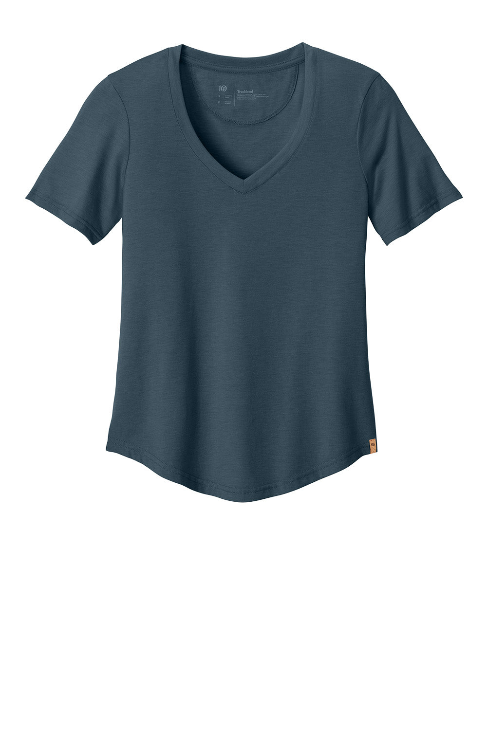 Print-View women's TreeBlend V-neck T-shirt featuring moonlit ocean heather fabric, front view showing soft, comfortable fit.