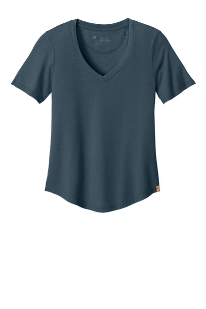 Print-View women's TreeBlend V-neck T-shirt featuring moonlit ocean heather fabric, front view showing soft, comfortable fit.