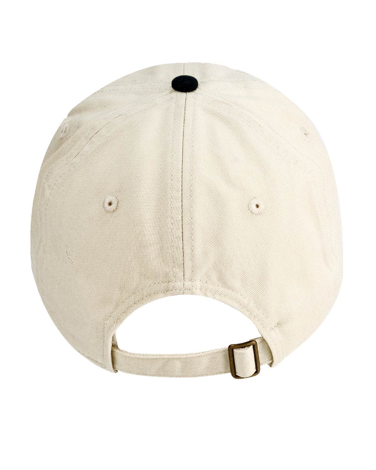 Back view of a tan and black Print-View unstructured baseball cap with printed design, showcasing casual style and lightweight fabric.