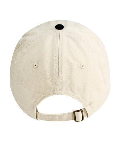 Back view of a tan and black Print-View unstructured baseball cap with printed design, showcasing casual style and lightweight fabric.