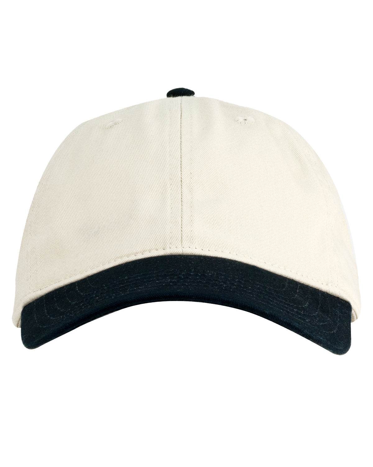 Tan and black Print View unstructured baseball cap with printed design, showcasing a casual style and relaxed fit pattern.