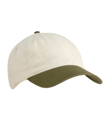 Tan military green Print View unstructured baseball hat with side print, casual style, made by Print View.