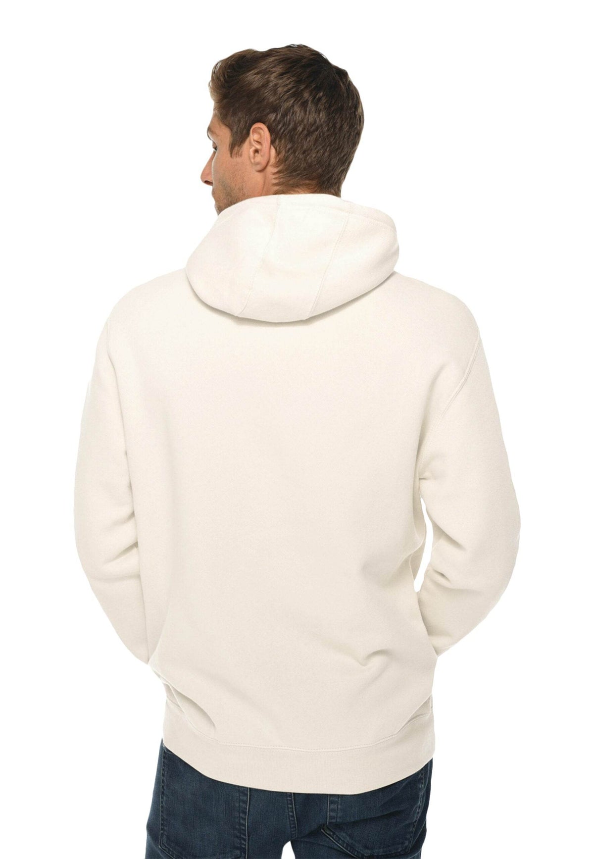 Tan Lane 7 unisex plain premium hoodie with print view, showcasing a comfortable pullover hoodie style for customization.