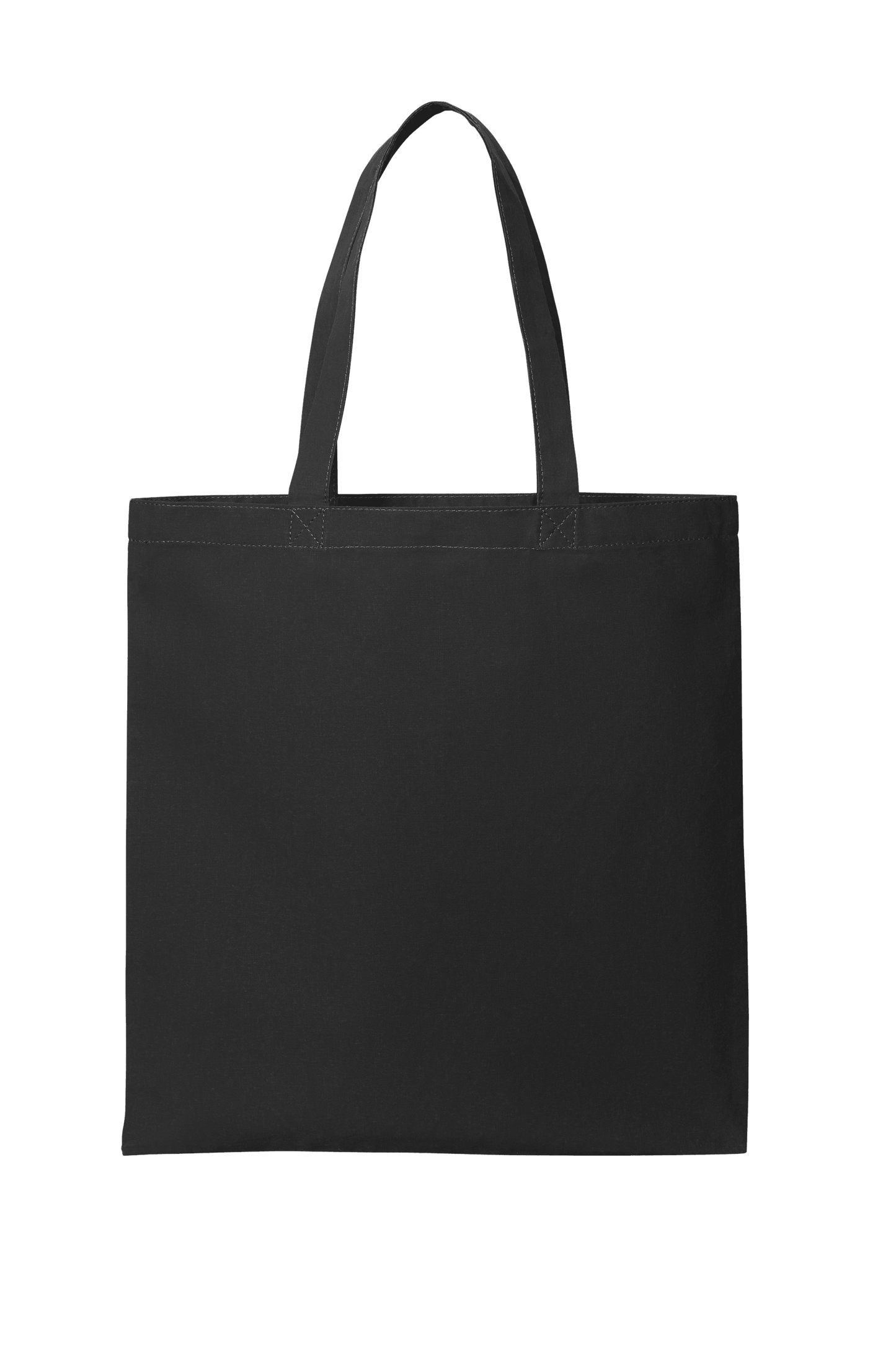 Black cotton tote bag by Print View featuring a stylish printed design, lightweight reusable cloth bag for daily use.