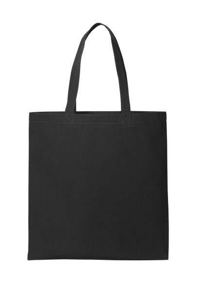 Black cotton tote bag by Print View featuring a stylish printed design, lightweight reusable cloth bag for daily use.