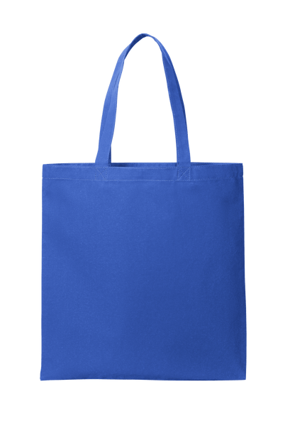 Blue cotton tote bag by Print View featuring printed design, lightweight reusable cloth bag for shopping or everyday use
