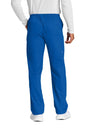Blue unisex Wink Medical Workwear Flex Cargo Scrubs pants with multiple pockets, shown from the back.