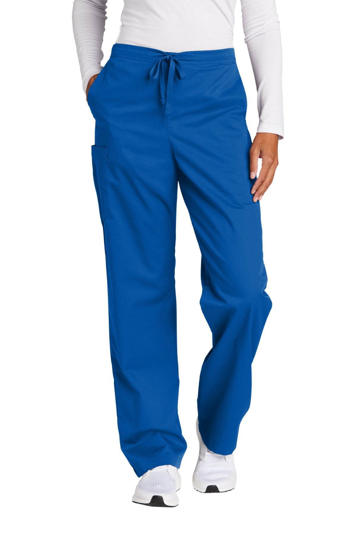 Unisex blue medical workwear cargo scrub pants by Wink, featuring flexible fabric and functional pockets for healthcare professionals.