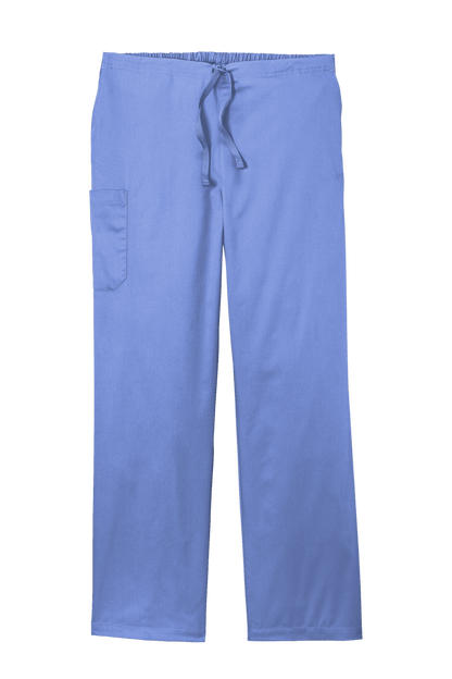 Light blue unisex Wink medical scrubs cargo pants with flexible workwear design, front view showing functional pockets.