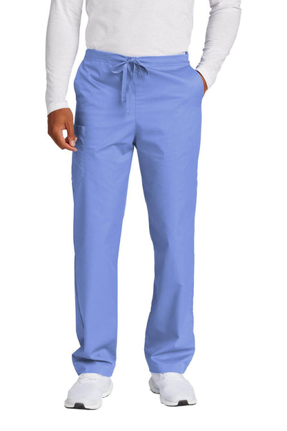 Light blue unisex Wink medical workwear cargo scrub pants with front pockets, designed for comfort and durability.