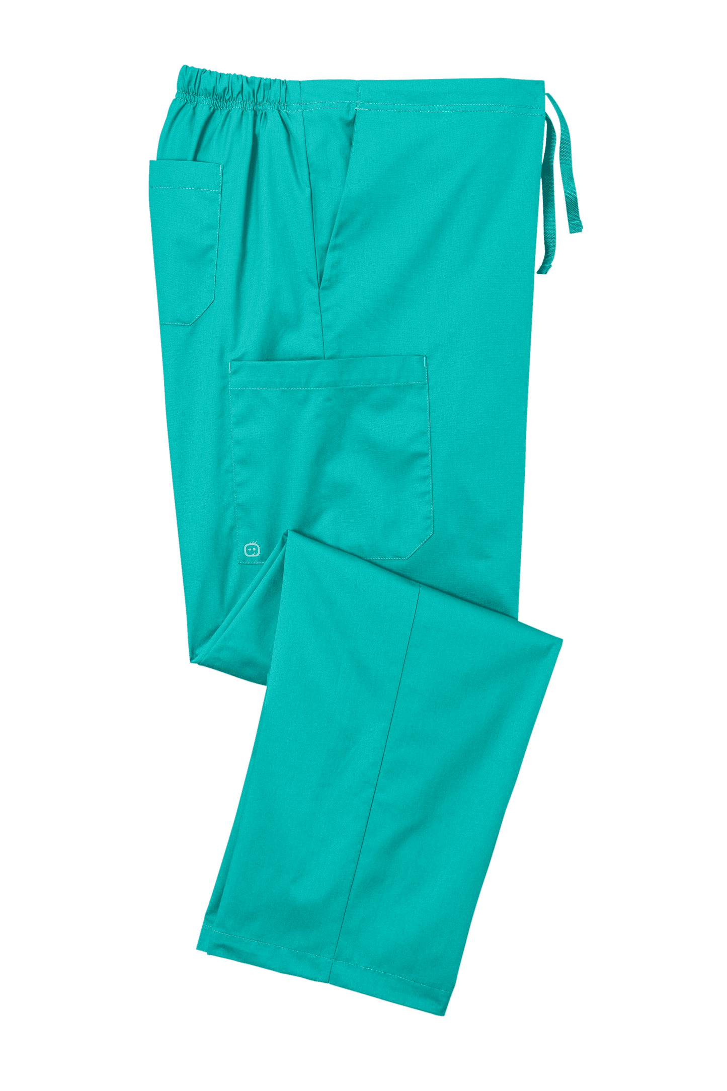 Unisex Wink Medical Workwear Flex Cargo Scrubs pant in teal, folded view showing durable fabric and functional design.