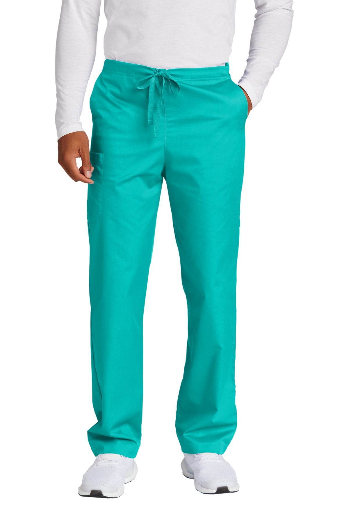 Unisex teal medical scrubs work flex cargo pant by Wink, featuring multiple pockets and a comfortable fit for healthcare professionals.
