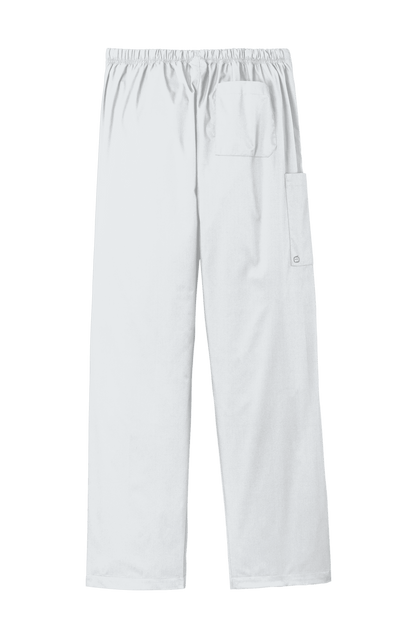 White Wink unisex short work flex cargo scrub pants with multiple pockets, designed for medical professionals.