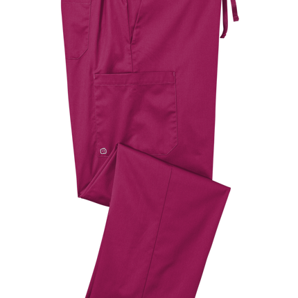 Unisex Medical Work Flex Cargo Pant- Nursing Pant Wine Folded
