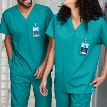 Unisex Medical Workwear Flex Chest Pocket V-Neck Top Print View