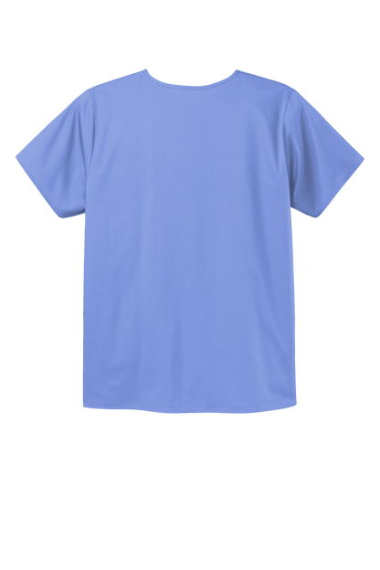 Light blue unisex Wink medical scrub top with V-neck and flex chest pocket, ideal for healthcare workwear.
