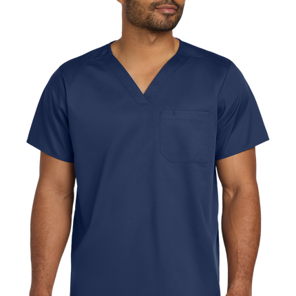 Unisex Medical Workwear Flex Chest Pocket V-Neck Top Navy