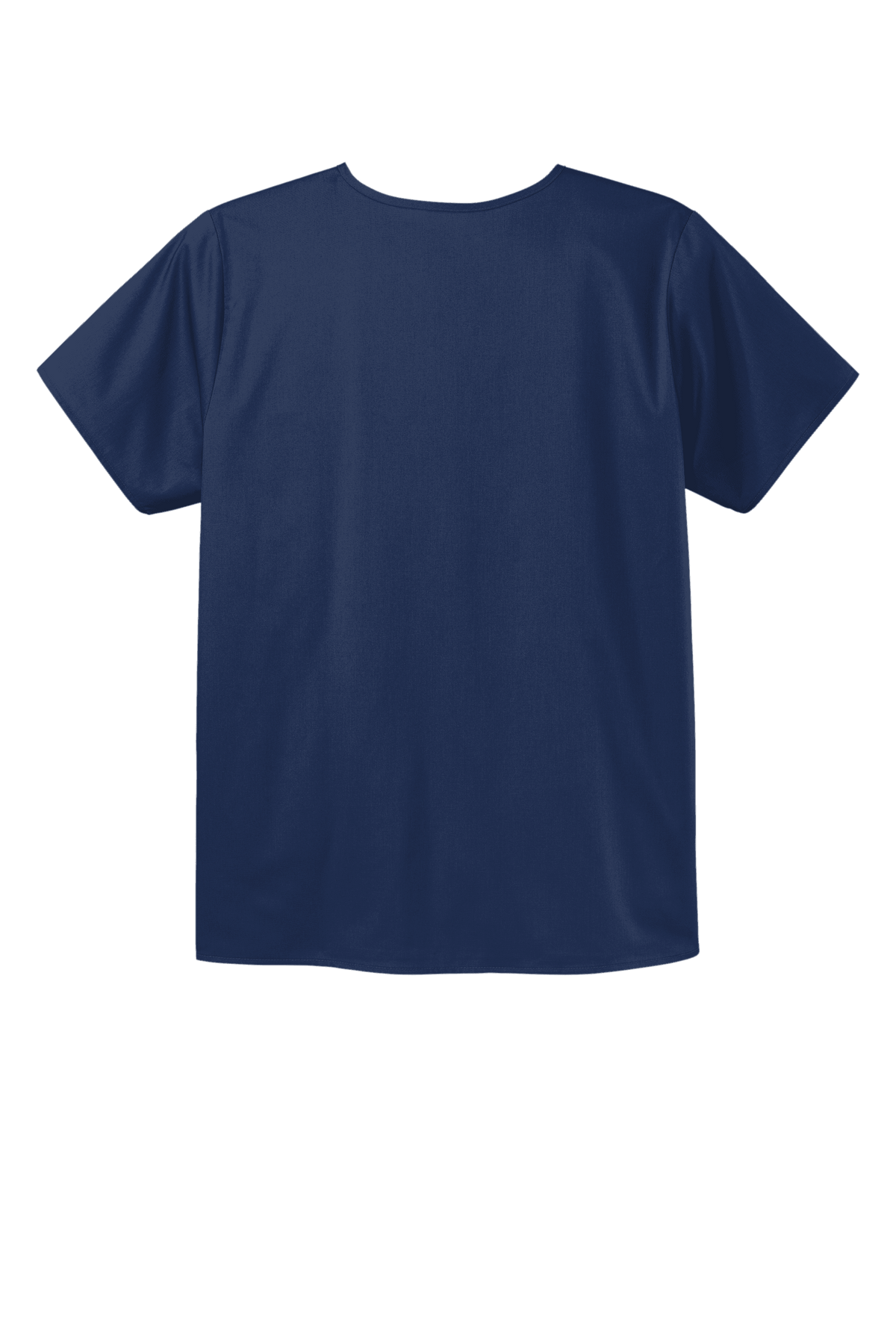 Navy unisex medical scrub top with V-neck, flex chest pocket, and printed design, by Wink, suitable for healthcare professionals.