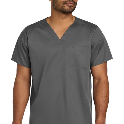 Unisex Medical Workwear Flex Chest Pocket V-Neck Top Pewter Grey